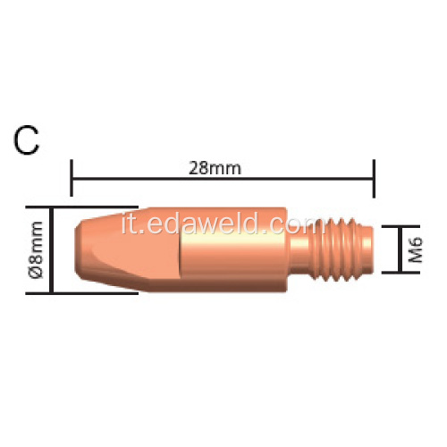 Binzel M6x28 Punta di contatto E-Cu